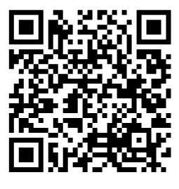 رمز QR أبيض وأسود معروض على خلفية بيضاء عادية.