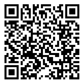 رمز QR أبيض وأسود معروض على خلفية بيضاء.